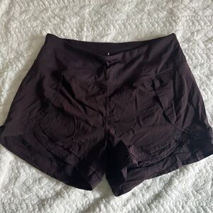 Women's Brown Running Shorts High Waisted Quick-Dry Gym Workout Athletic Shorts
